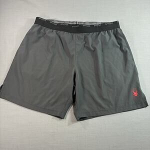 Spyder Active Performance Shorts Men's XL Gray Red Moisture Wicking